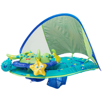 SwimWays Baby Spring Float Activity Center, Inflatable Float for Baby Boys, Blue/Green