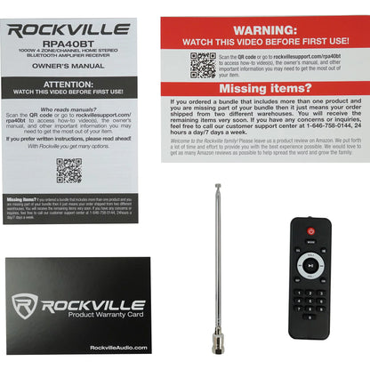 Rockville RPA40BT 4-Room Home Audio Kit Receiver+(8) White Wall Cube Speakers