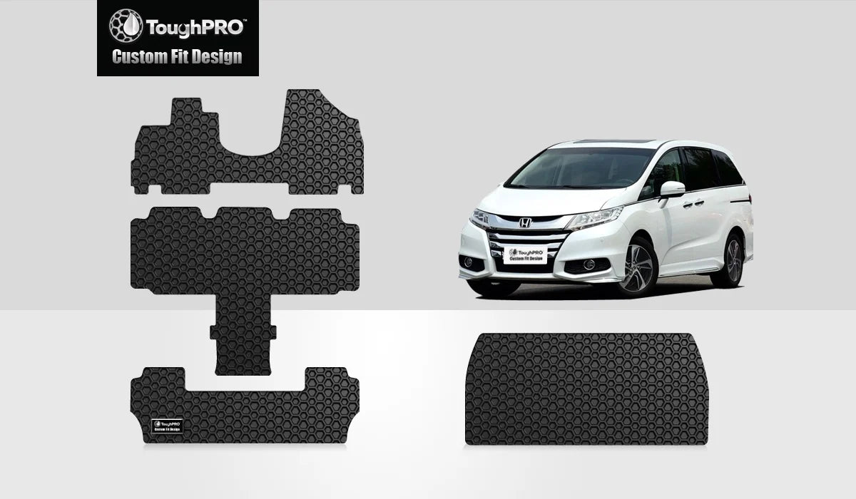 ToughPRO - Full Set with Cargo Mats Compatible with HONDA Odyssey - All Weather Heavy Duty (Made in USA) - Black Rubber - 2016