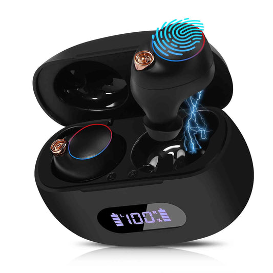 UrbanX True Wireless Bluetooth Earbuds + Charging Case, Black, Dual Connect, IPX5 Water Resistance, Bluetooth 5.2 Connection, Balanced, Bass Boost Compatible with Tab3 8 Plus