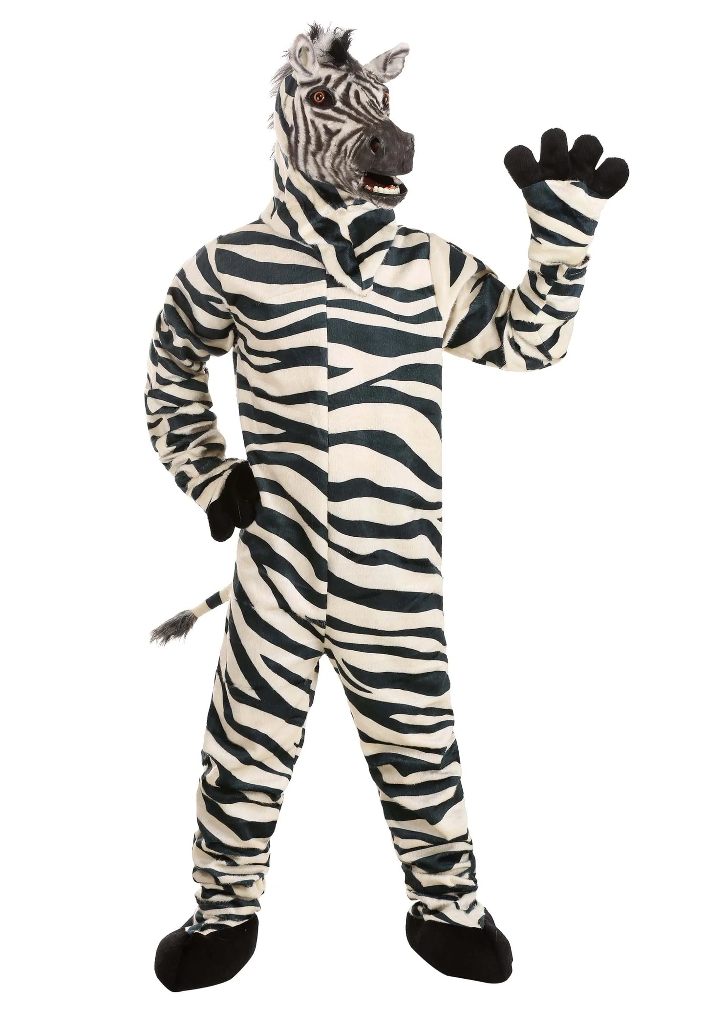 Adult Zebra Suit with Mouth Mover Mask