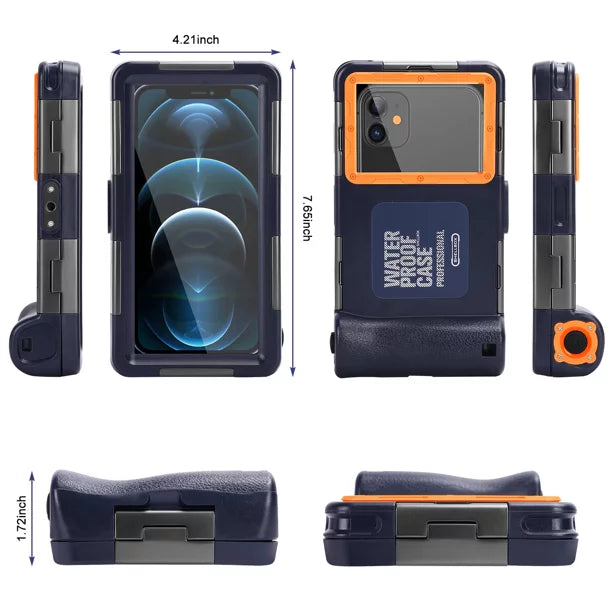 UrbanX Professional [15m/50ft] Swimming Diving Surfing Snorkeling Photo Video Waterproof Protective Case Underwater Housing for Oppo Find X3 And all Phones Up to 6.9 Inch LCD with Lanyard