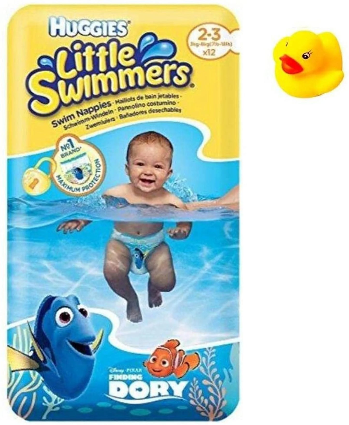 X-Small - Little Swimmers Disposable Swim Diapers, 7lb-18lb., 12-Count Bonus Rubber Duckie Pool Toy