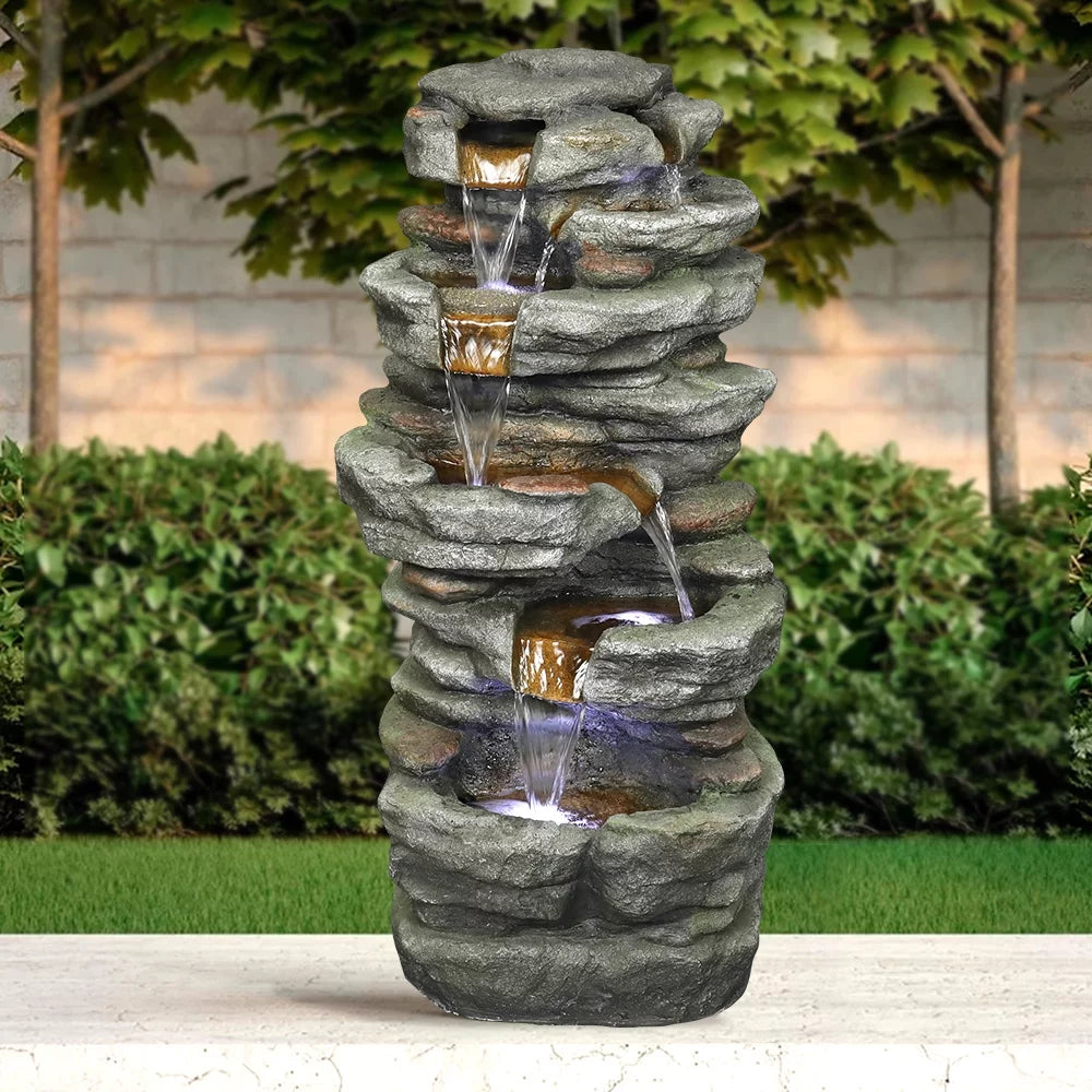 32.6inches Rock Water Fountain with Led Lights