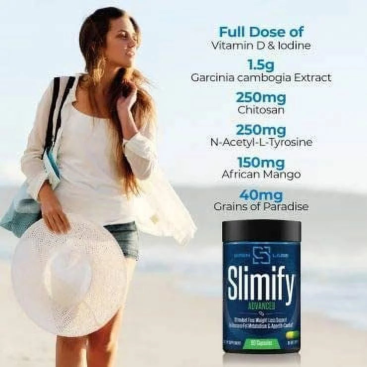 Siren Labs Slimify Advanced Fat Burner for Weight Loss - Garcinia Cambogia, African Mango, and Grains of Paradise - Boost Metabolism, Decrease Appetite, and Increase Energy - Stim Free (90 Capsules)