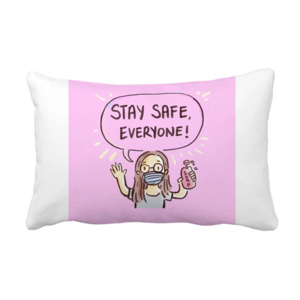 Stay Safe Everyone Facehead Respirator Throw Pillow Lumbar Insert Cushion Cover Home Decoration