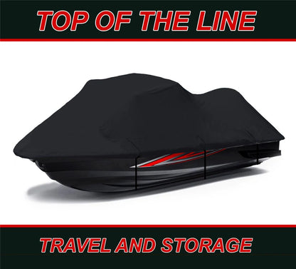 BLACK 600 DENIER JetSki Cover Compatible for Tiger Shark TS770R 1998 1999 Jet Ski PWC Cover 2 Seater 111"