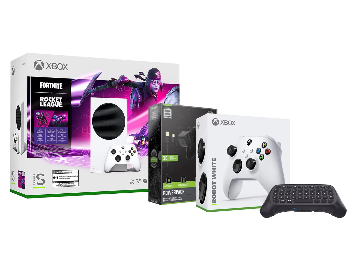 Xbox Series S Console Fortnite Rocket League with Extra Robot White Controller, Charge Cable/Battery and Wireless Controller Keypad