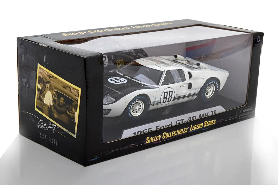 Shelby 1966 Ford GT-40 MK II #98, White - Shelby Collectibles SC415W - 1/18 scale Diecast Model Toy Car