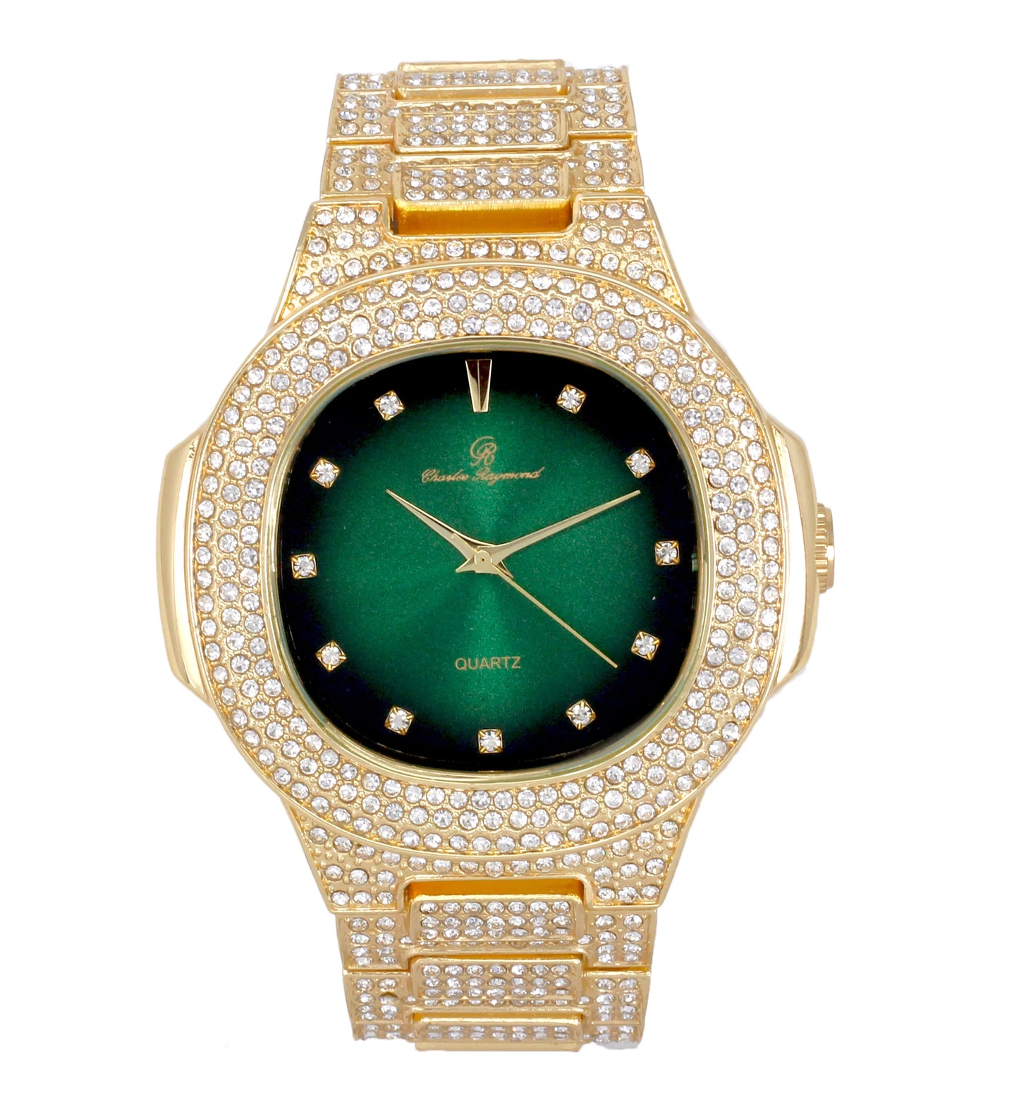 Bling-ed Out Cuban Bracelet with Oblong Iced Look Hip Hop Watch - ST10235 DX CB