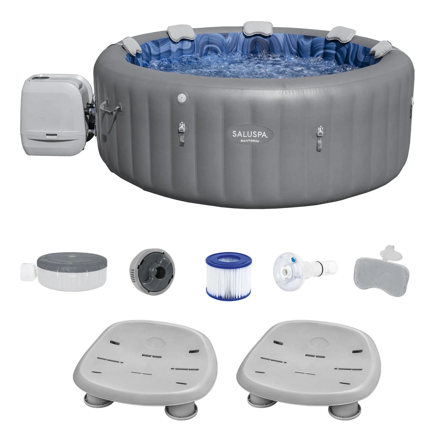 Bestway SaluSpa Santorini HydroJet Hot Tub w/Set of 2 SaluSpa Pool/Spa Chair