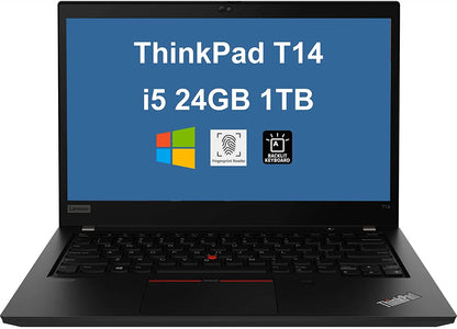 ThinkPad T14 14" FHD (Intel 4-Core i5-1135G7, 24GB RAM, 1TB PCIe SSD, UHD Graphics) IPS Business Laptop, Backlit KB, Fingerprint, 2 x Thunderbolt 4, Wi-Fi 6, Webcam, Windows 10 Pro