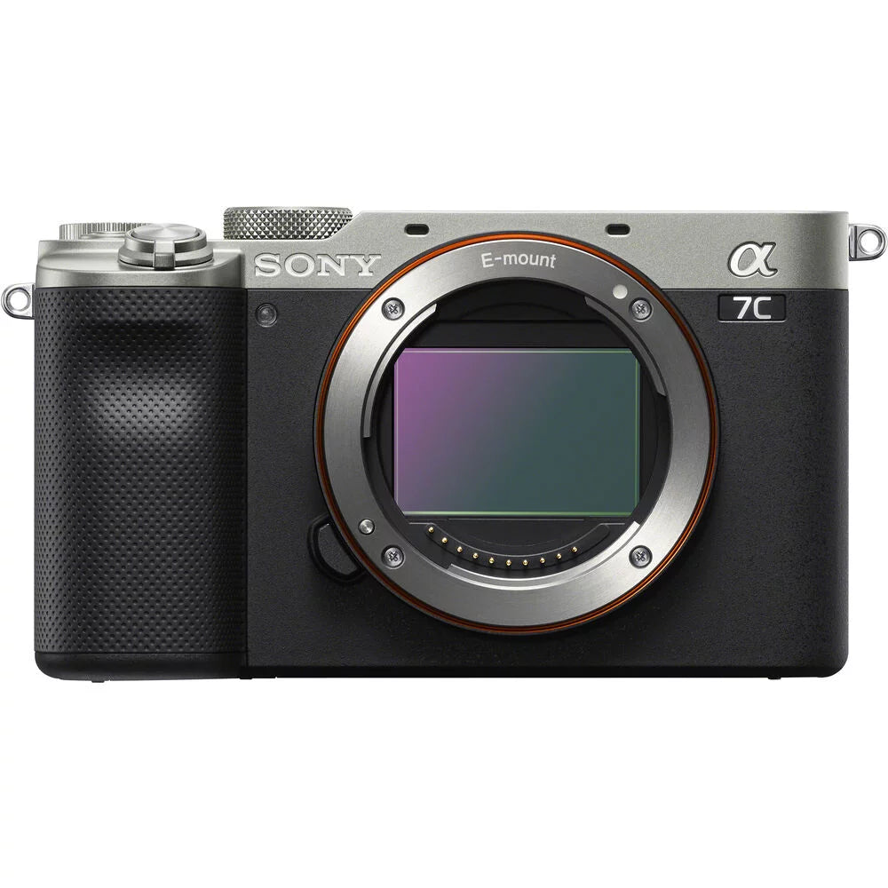 Sony a7C Camera (Silver) with 24-70mm f/2.8 GM Lens + 0.43X Wide Angle Lens + 2.2x Telephoto Lens + Flash + 64GB Memory Card + UV-CPL-FLD Filters + Wrist Grip - International Version