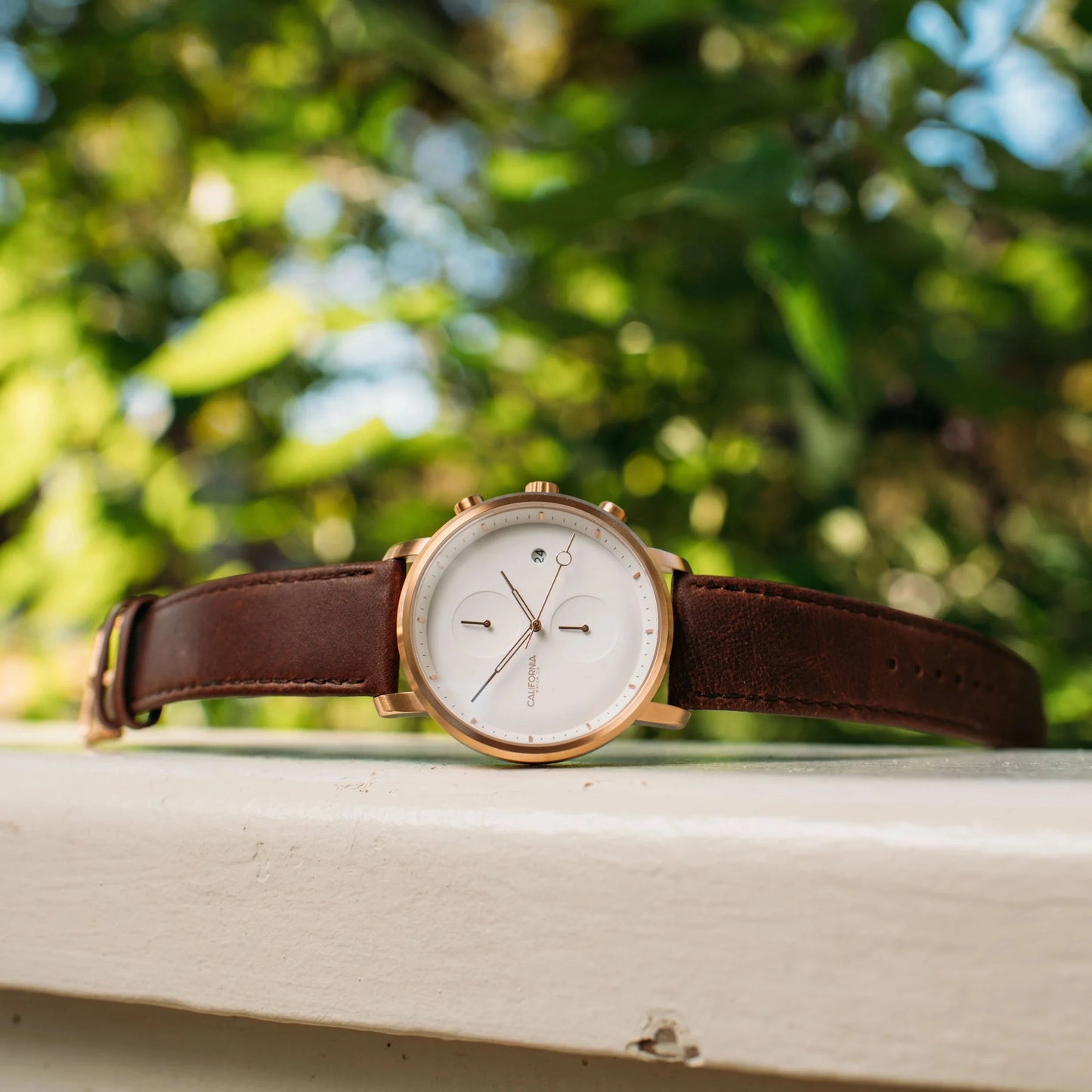 California Watch Co. Golden Gate Chrono Leather Rose Gold White