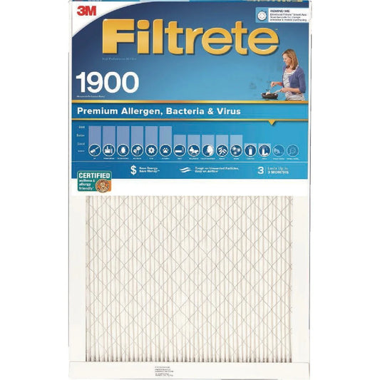 1 PK, Filtrete 20 In. x 20 In. x 1 In. Premium Allergen, Bacteria & Virus 1900 MPR Furnace Filter