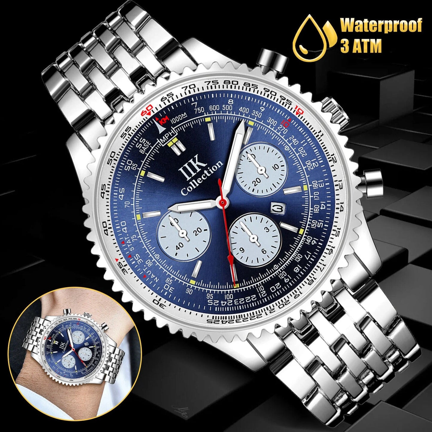 Waterproof Men Watch Relojes De Hombre Luminous Quartz Stainless Steel Bracelet