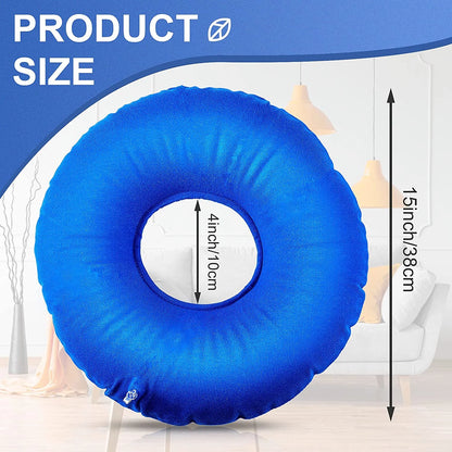 Zonon 2 Pieces Inflatable Donut Cushion Inflatable Ring Cushion Chair 15 Inch Round Inflatable Cushion Portable Donut Cushion Pillow for Home Office Chair Wheelchair Car, 2 Colors (Blue, Red)