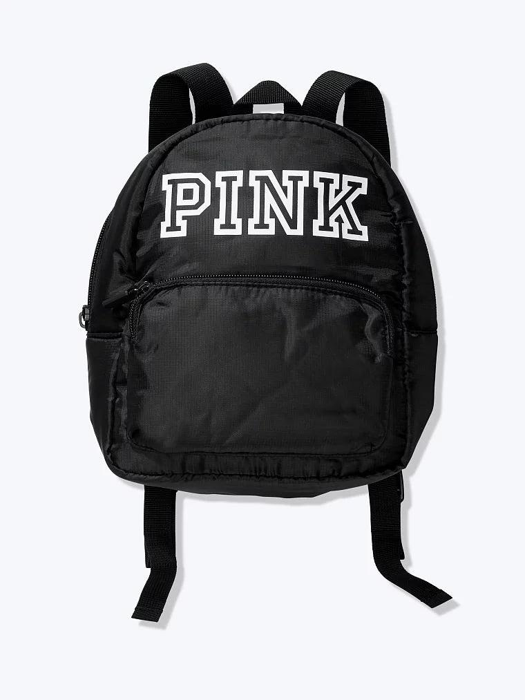 Victoria's Secret Pink Black Logo Mini Backpack Bag Tote New