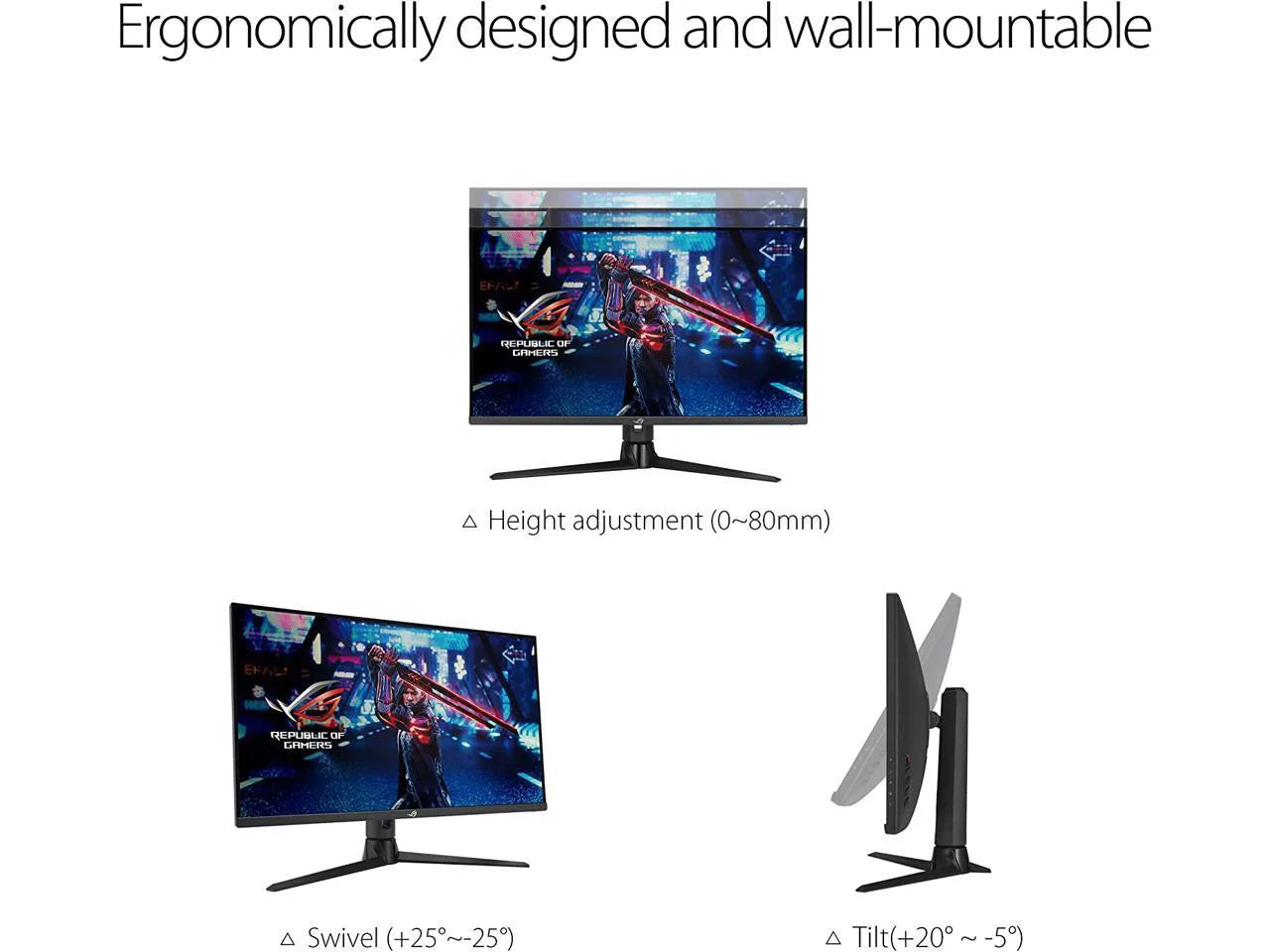 ROG Strix 32? 1440P Gaming Monitor (XG32AQ) - QHD (2560 x 1440), Fast IPS, 175Hz (OC), 1ms, G-SYNC compatible, Variable Overdrive, Eye Care, DisplayHDR 600, DisplayPort, HDMI, USB, 96% DCI-P3