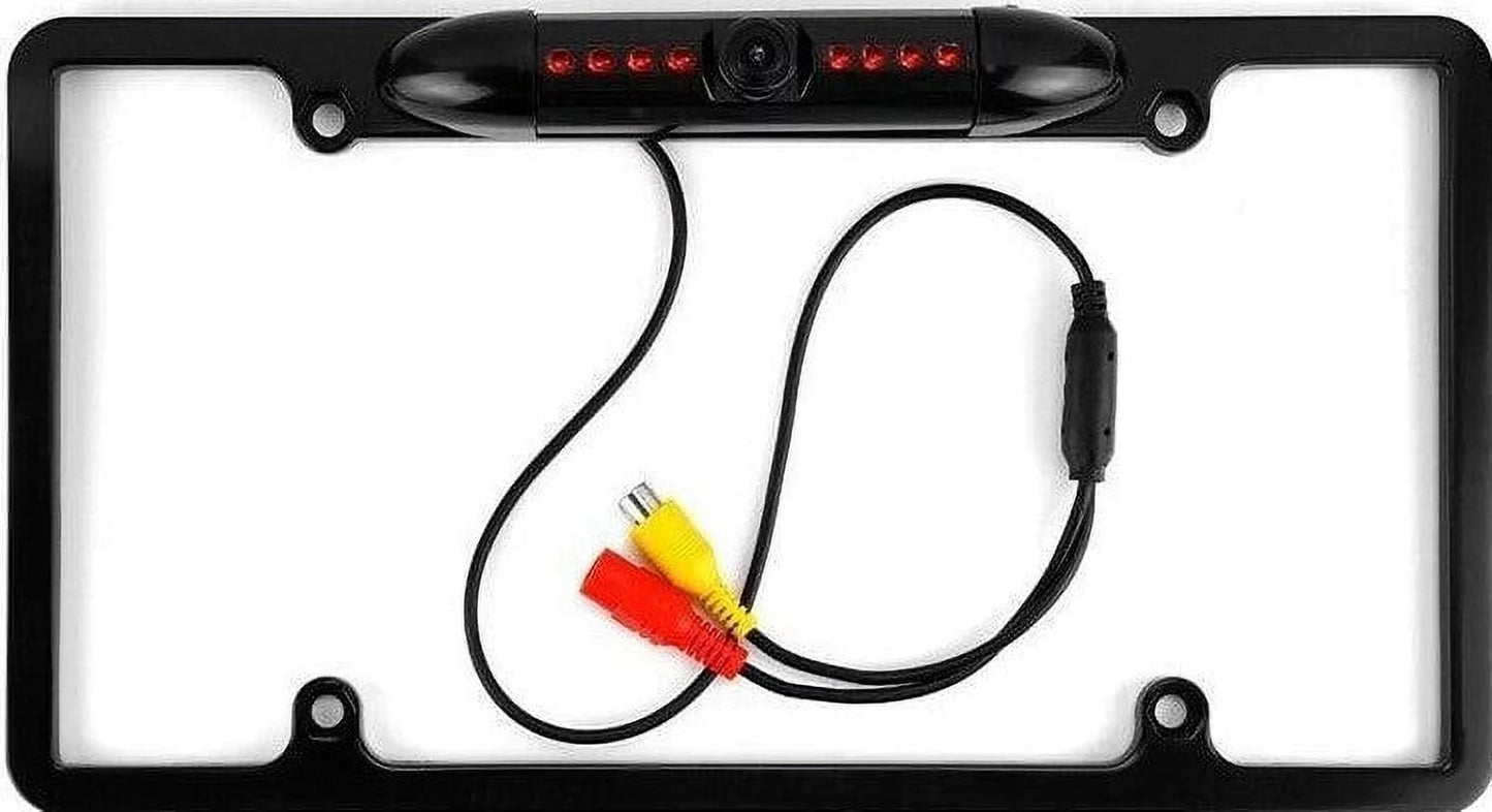 Waterproof Night Vision License Plate Frame Car Rear View Backup Camera Black