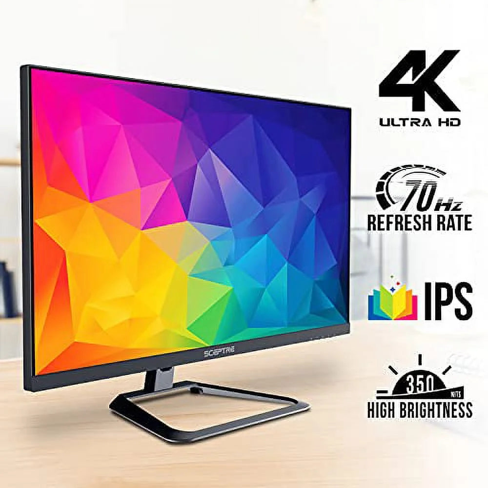 Sceptre 4K IPS 27" 3840 x 2160 UHD Monitor up to 70Hz DisplayPort HDMI 99% sRGB Build-in Speakers, Black 2021 (U275W-UPT)