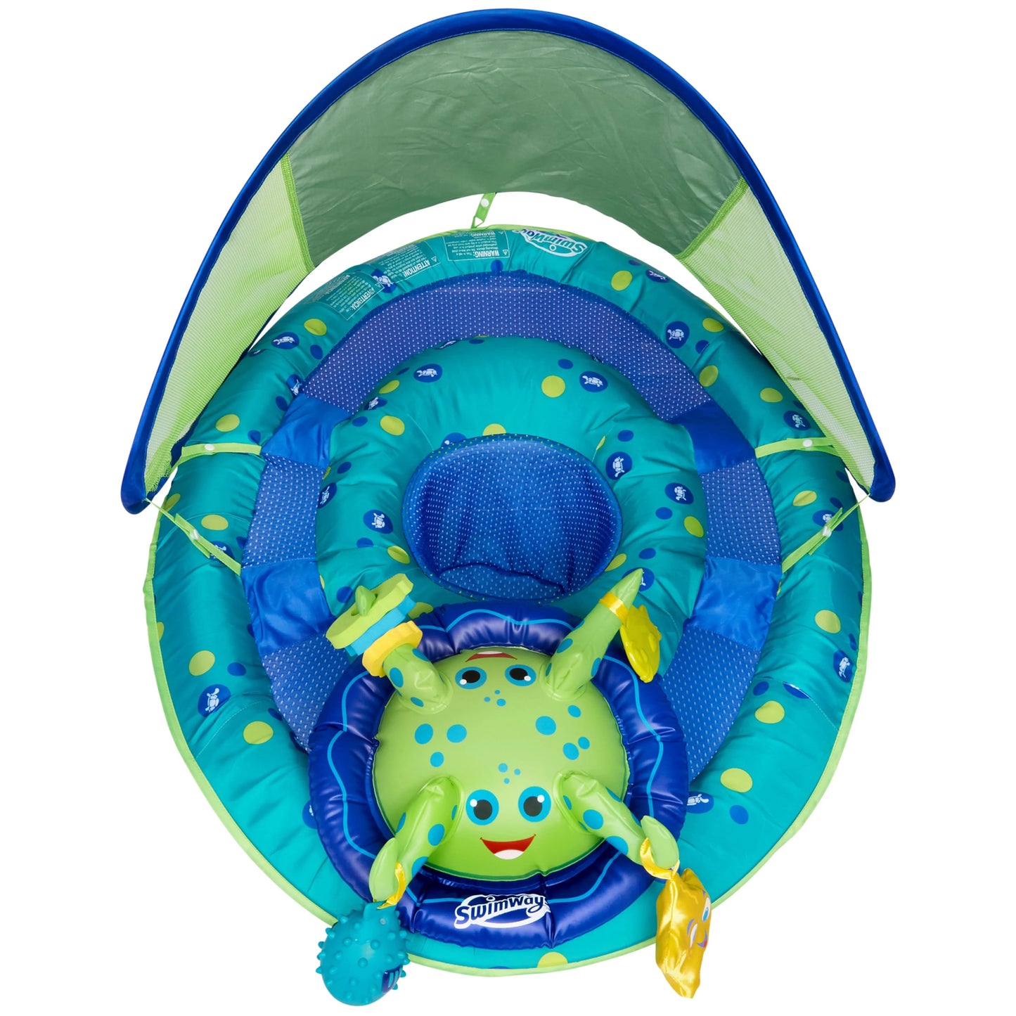 SwimWays Baby Spring Float Activity Center, Inflatable Float for Baby Boys, Blue/Green