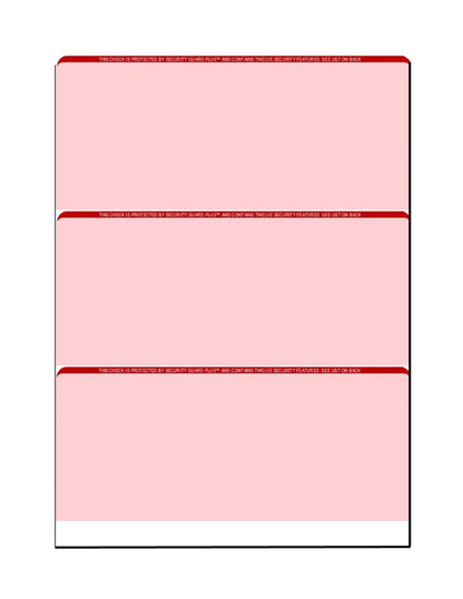 Zapco High-Security Check Paper, Red w Complex Background Pattern, 8-1/2" x 11", Microperfed with 3-Up Checks, 12 Security Features - PACK OF 100 SHEETS