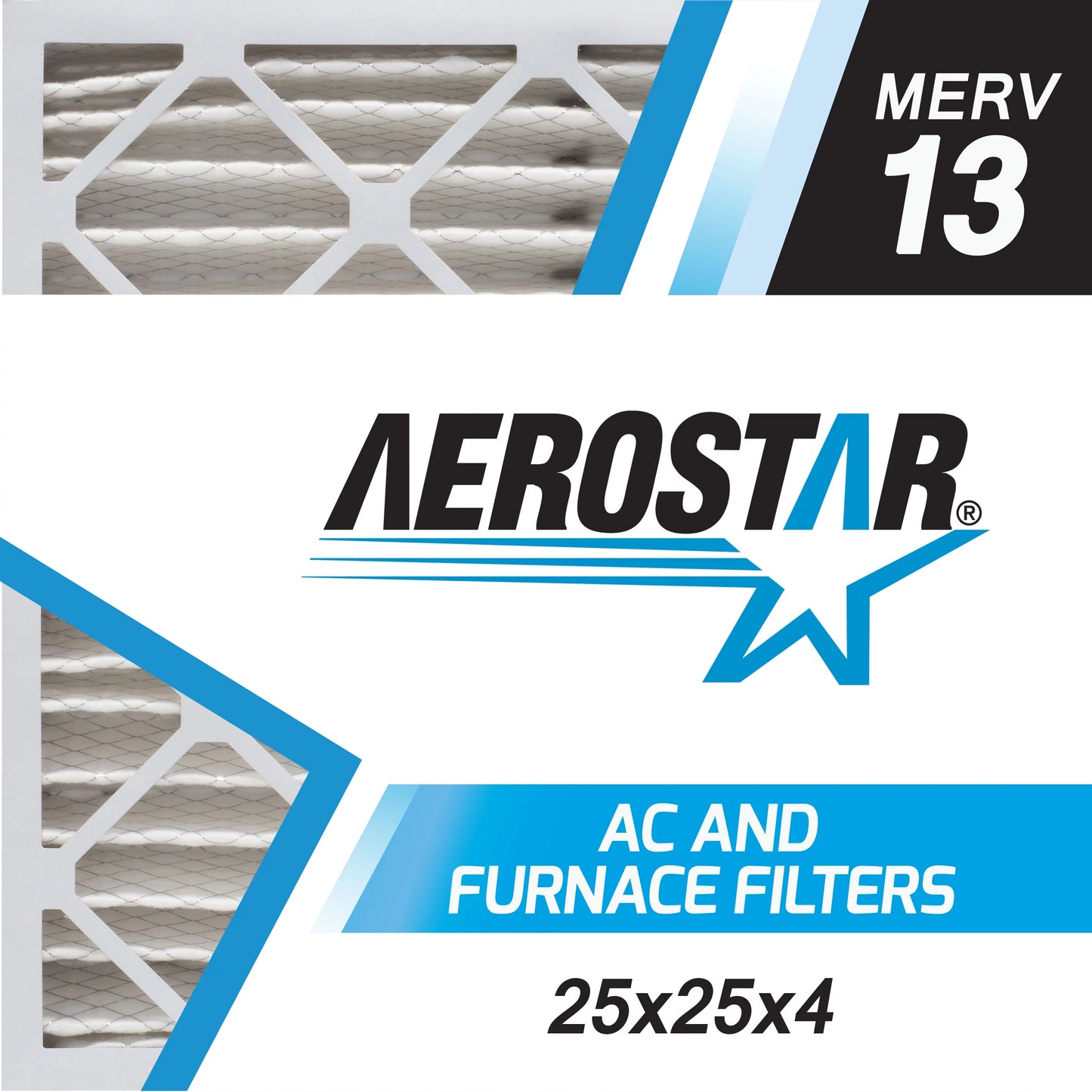 Aerostar 25x25x4 MERV 13, Pleated Air Filter, 25 x 25 x 4, Box of 6, Made in the USA