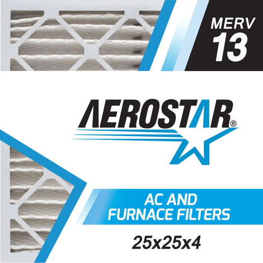 Aerostar 25x25x4 MERV 13, Pleated Air Filter, 25 x 25 x 4, Box of 6, Made in the USA