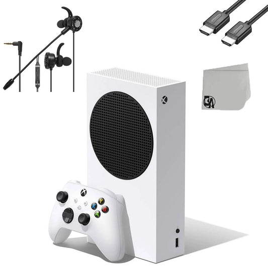 Xbox Series S 512GB white Gaming Console + T5 Earbuds With Microphone BOLT AXTION Bundle Used