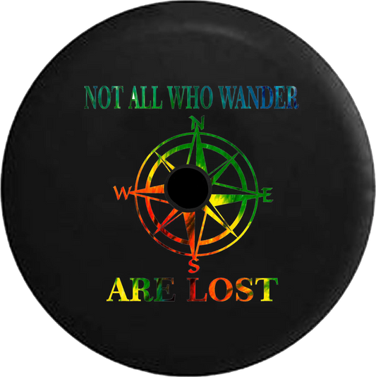 2018 2019 Wrangler JL Backup Camera Not All Who Wander Peace Love Tiedye Spare Tire Cover for Jeep RV 33 Inch