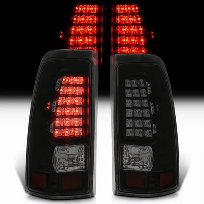 AJP Distributors Smoked Lens Black Housing LED Tail Lights Brake Stop Signal Driving Lamps Pair Compatible/Replacement For Chevy Silverado GMC Sierra Fleetside 1999 2000 2001 2002 2003 2004 2005 2006