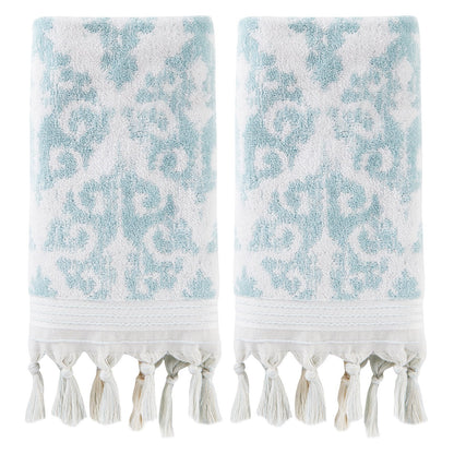 SKL Home Mirage Fringe Hand Towel (2-Pack), Taupe, 16" x 26"