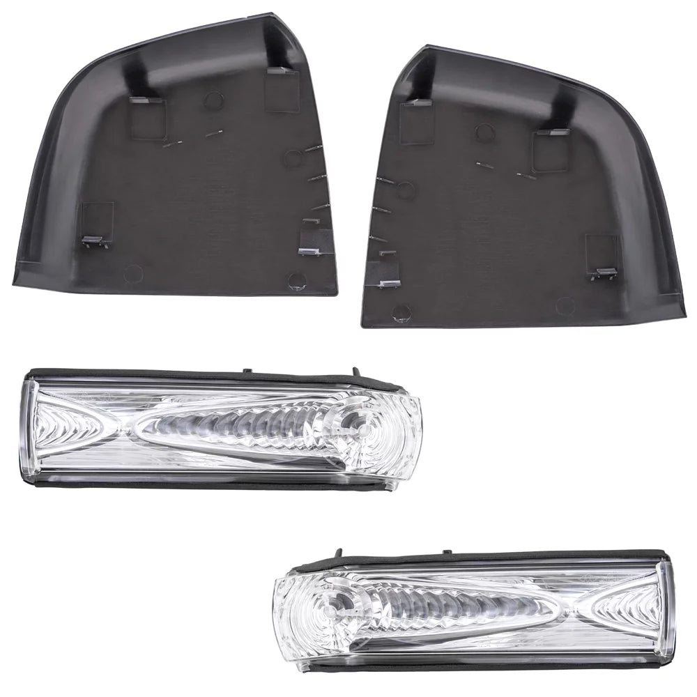 Brock Aftermarket Replacement Driver Left Passenger Right Door Mirror Cover Paint To Match Gray And Turn Signal Light 4 Piece Set Compatible With 2015-2021 RAM Promaster City SLT/Tradesman SLT