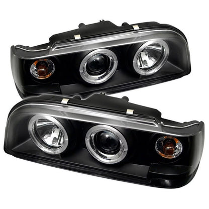 Spyder Volvo 850 93-97 Projector Headlights - LED Halo - Black - High H1 (Included) - Low H1 (Included)