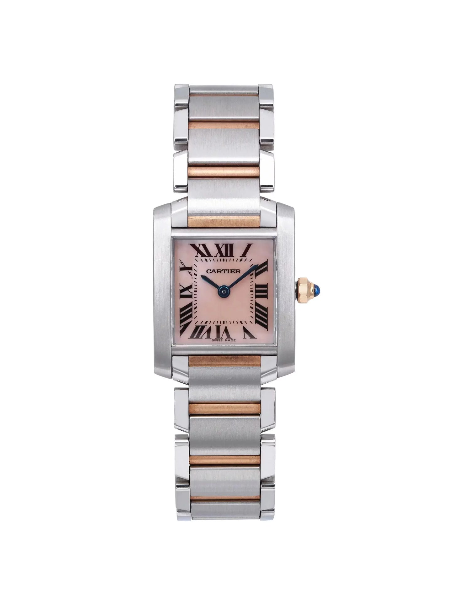 Cartier Tank Francaise 18K Rose Gold Steel MOP Dial Quartz Ladies Watch 2384