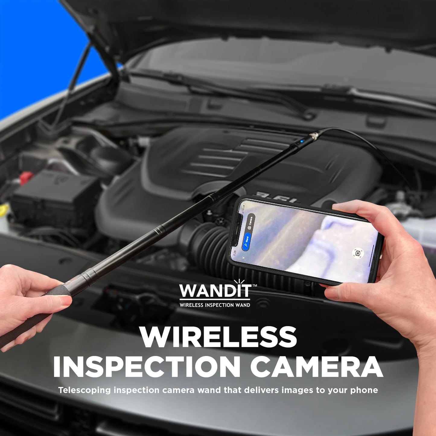 WANDIT Wireless Inspection Camera with Light - Inspect Anything, Anywhere, Anytime - 360 Degree Flexible Inspection Camera Wand - 41 Inch Extendable, Rechargeable - Capture Images to Your Phone