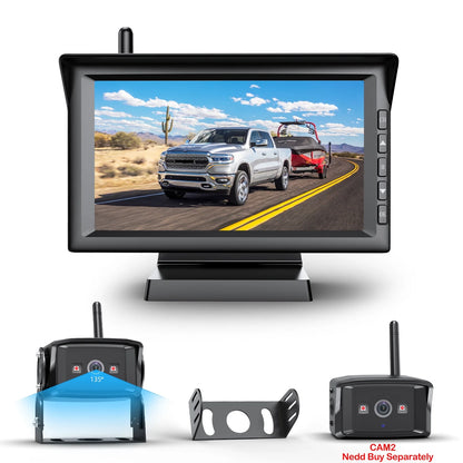 Wireless HD Backup Cameras Waterproof Rear View Camera with 7" Monitor Kit, IR Night Vision High-Speed Observation with Parking Lines Reversing for RV/ Trailers/ Camper/Semi-Trailer/Tractor