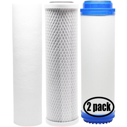 2-Pack Replacement for Filter Kit for Hydronix HF2-10WHWH38 RO System - Includes Carbon Block Filter, PP Sediment Filter & GAC Filter - Denali Pure Brand