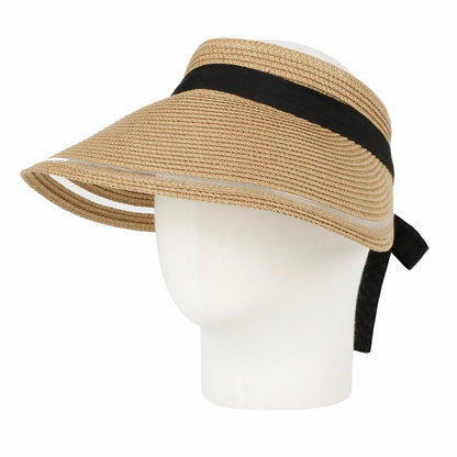 WITHMOONS Womens Wide Brim Packable Sun Visor Summer Beach Hat SLV1280 (Beige)