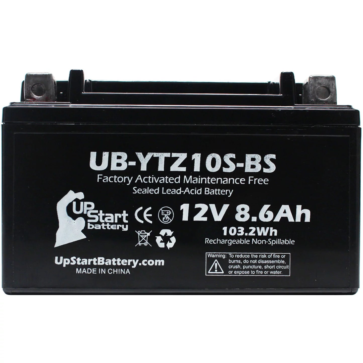 5-Pack UpStart Battery Replacement for 2005 Yamaha YZF-R1 1000CC Factory Activated, Maintenance Free, Motorcycle Battery - 12V, 8.6Ah, UB-YTZ10S-BS