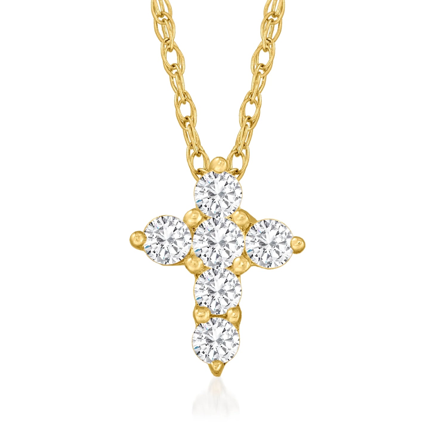 Canaria 0.10 ct. t.w. Diamond Cross Pendant Necklace in 10kt Yellow Gold, Women's, Adult