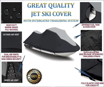 SUPER HEAVY-DUTY PWC 600D JET SKI Cover Compatible for Sea Doo Sea-Doo Bombardier GTI 1996-2009 Travel and Storage