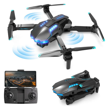 With 4K HD FPV Dual Camera For Kids And Adults Mini Foldable RC Airplane WiFi RC Quadcopter Off Track Headless Mode One Button StartSmart Obstacle Avoidance