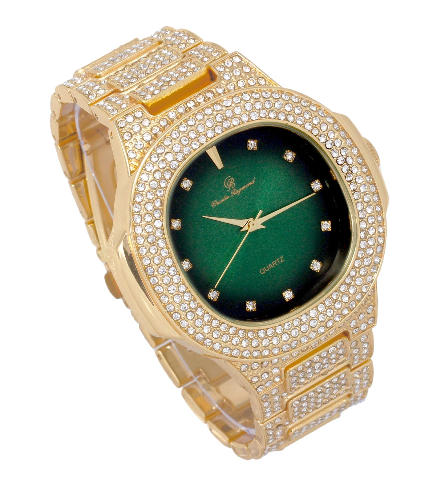 Bling-ed Out Cuban Bracelet with Oblong Iced Look Hip Hop Watch - ST10235 DX CB