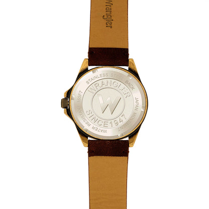 Wrangler 48mm Black Dial, Brown Strap Watch