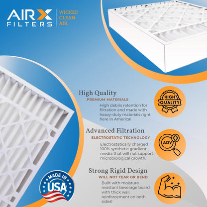 20x24x4 Air Filter MERV 13 Comparable to MPR 1500 - 2200 & FPR 9 Electrostatic Pleated Air Conditioner Filter 6 Pack HVAC AC Premium USA Made 20x24x4 Furnace Filters by AIRX FILTERS WICKED CLEAN AIR.