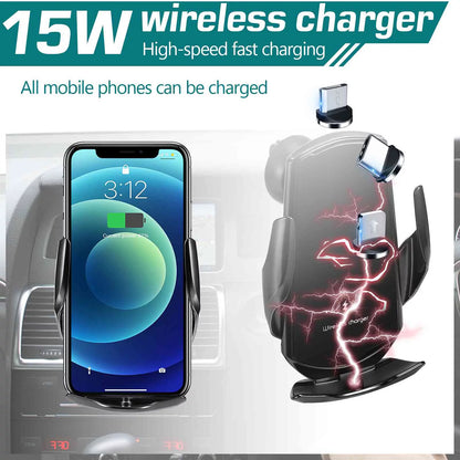 15W Fast Wireless Car Charger: Auto-Clamping Phone Holder Mount for Nokia Lumia 920 - Optimal Charging on the Go