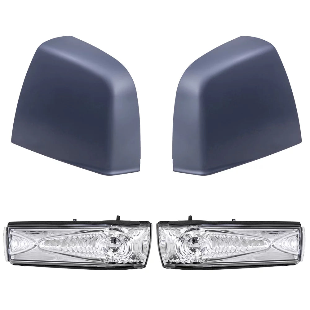 Brock Aftermarket Replacement Driver Left Passenger Right Door Mirror Cover Paint To Match Gray And Turn Signal Light 4 Piece Set Compatible With 2015-2021 RAM Promaster City SLT/Tradesman SLT