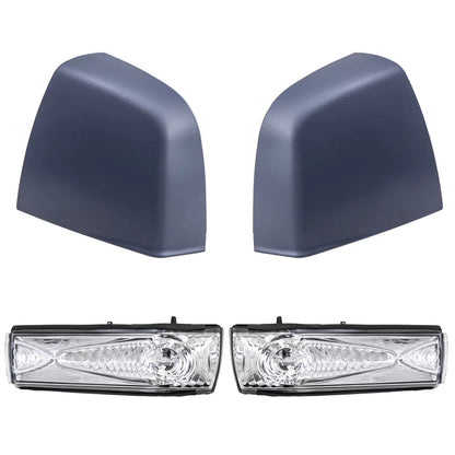 Brock Aftermarket Replacement Driver Left Passenger Right Door Mirror Cover Paint To Match Gray And Turn Signal Light 4 Piece Set Compatible With 2015-2021 RAM Promaster City SLT/Tradesman SLT